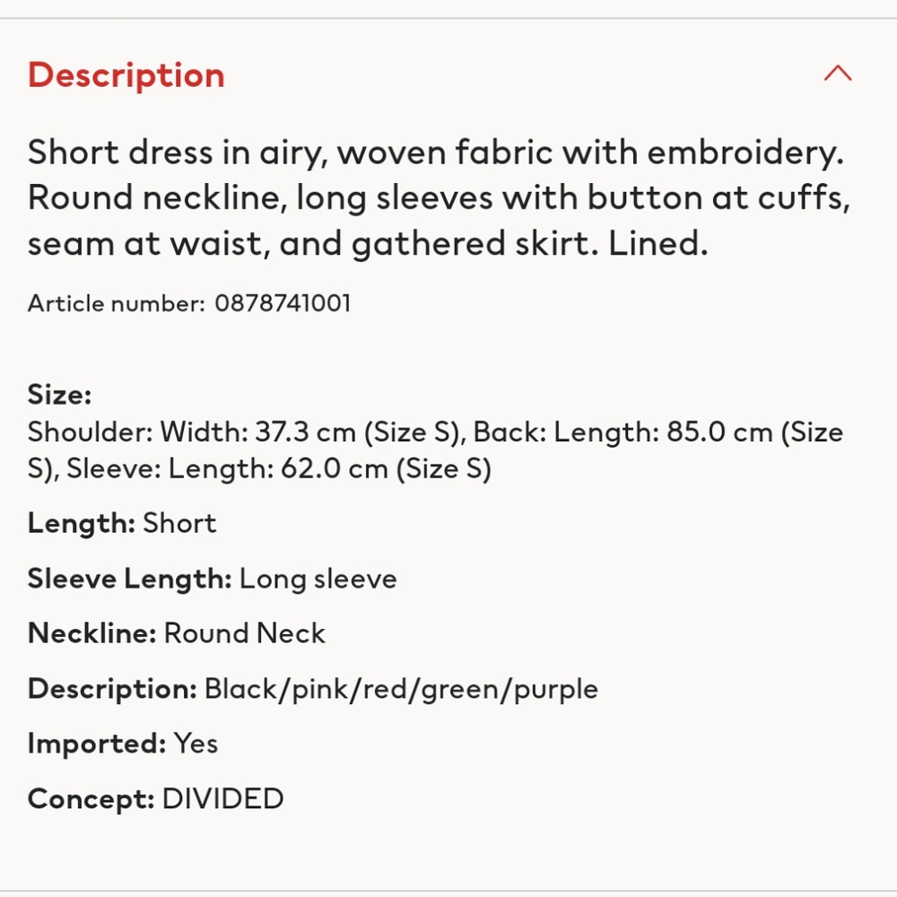 Embroidered H&M Divided Mini M Dress, Floral Loose Baby Doll Shift, Black Midi - Picture 4 of 16